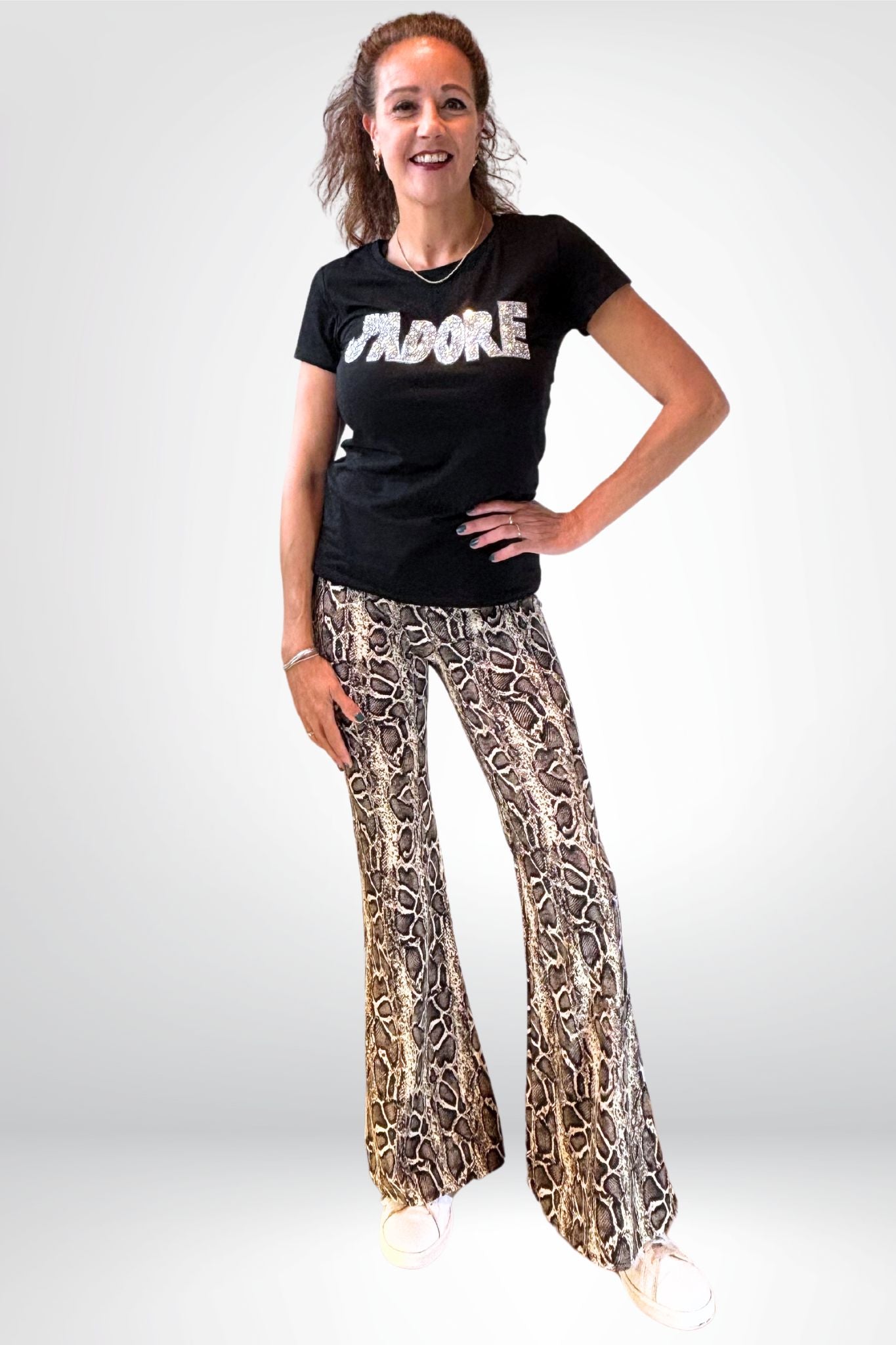 Flared legging met python-print