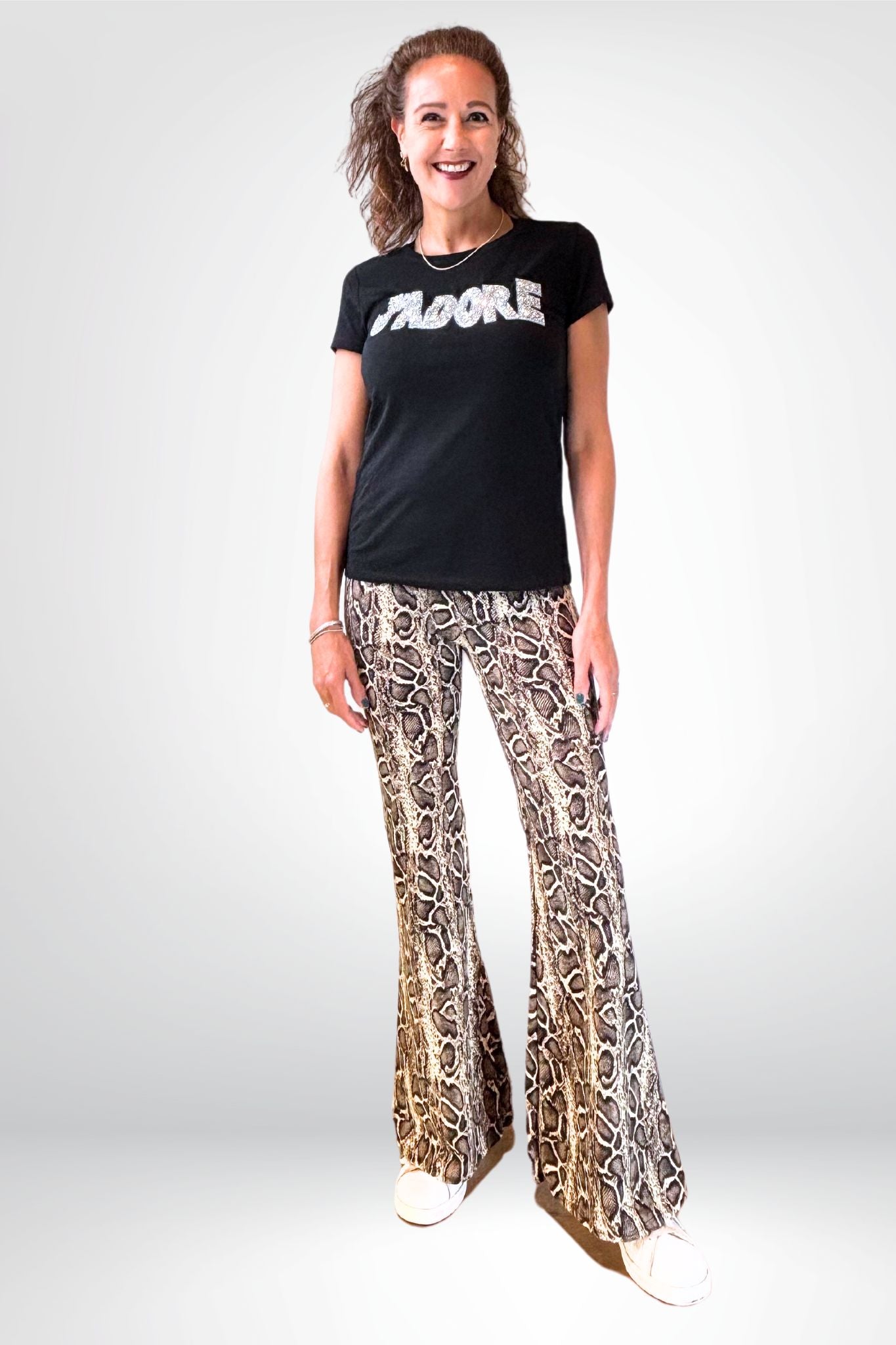 Flared legging met python-print