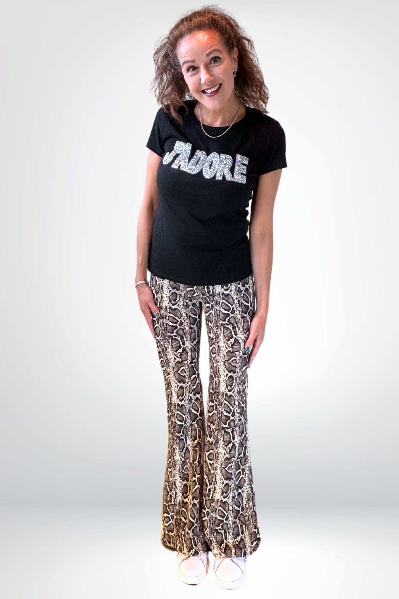 Flared legging met python-print