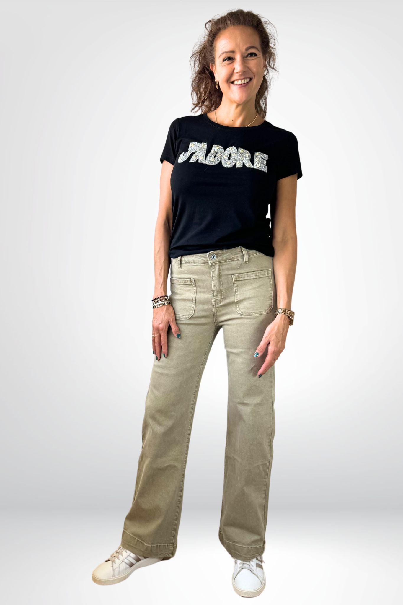 Stoere Sourí pants met flared pijpen