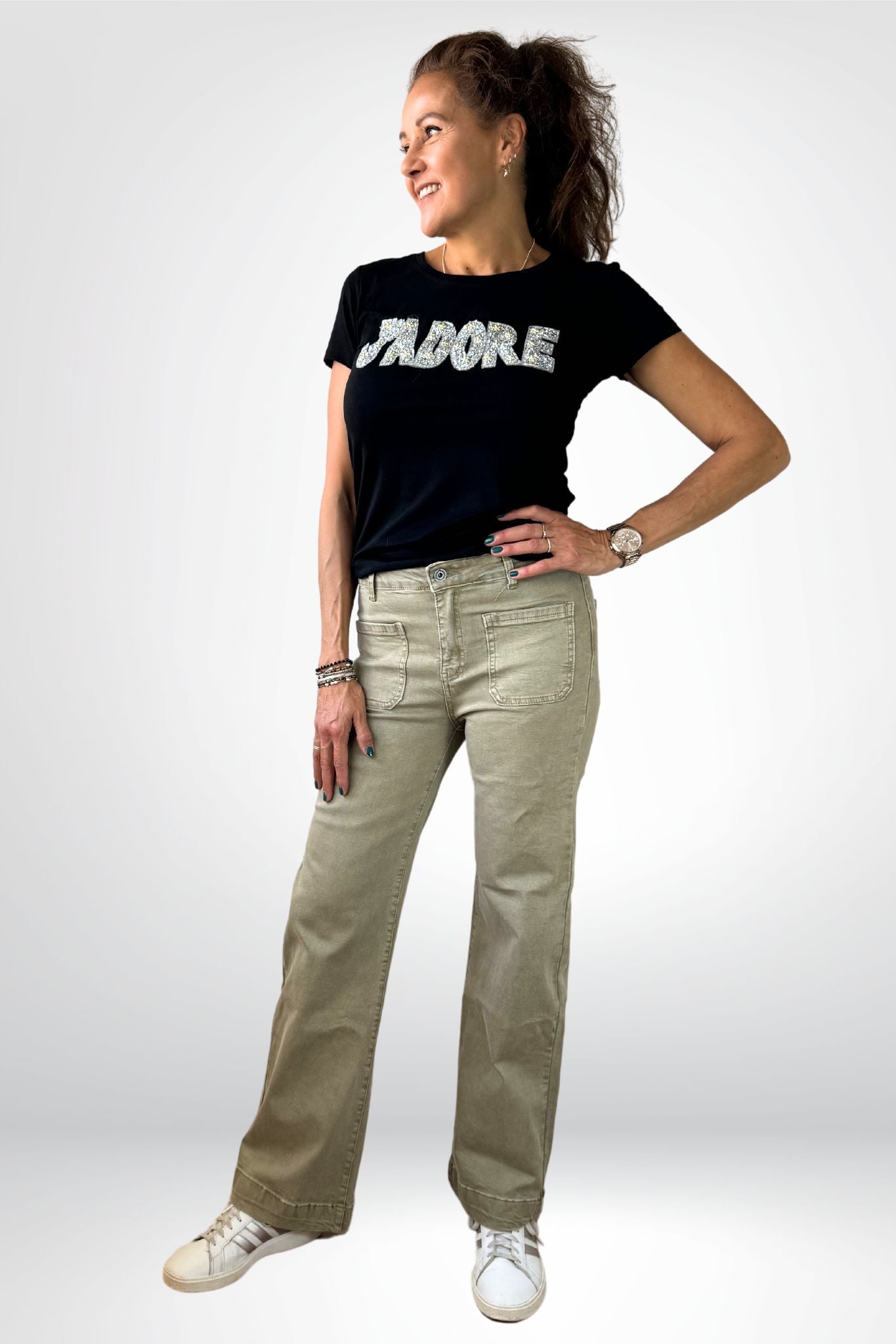 Stoere Sourí pants met flared pijpen