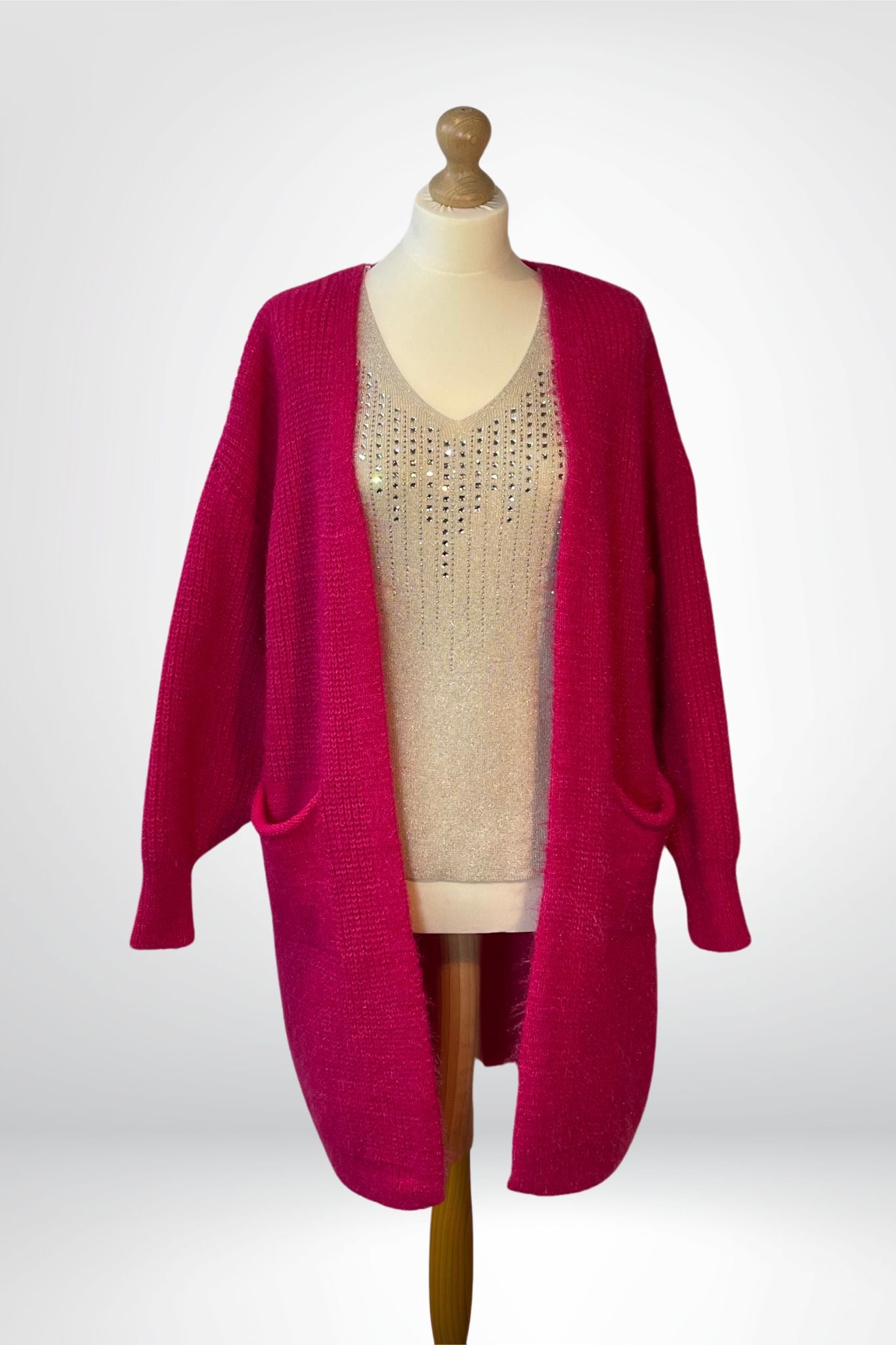 Vest fuchsia op top met steentjes Sourí Fashion