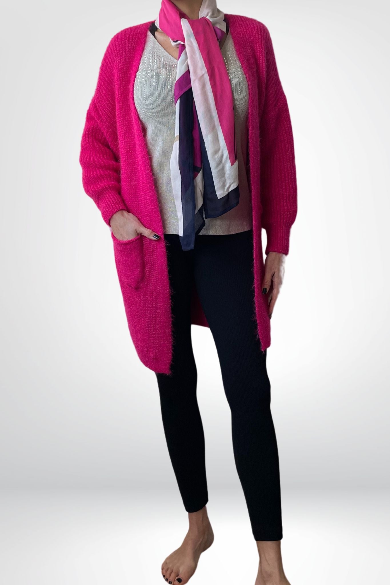 Vest fuchsia met sjaal Sourí Fashion