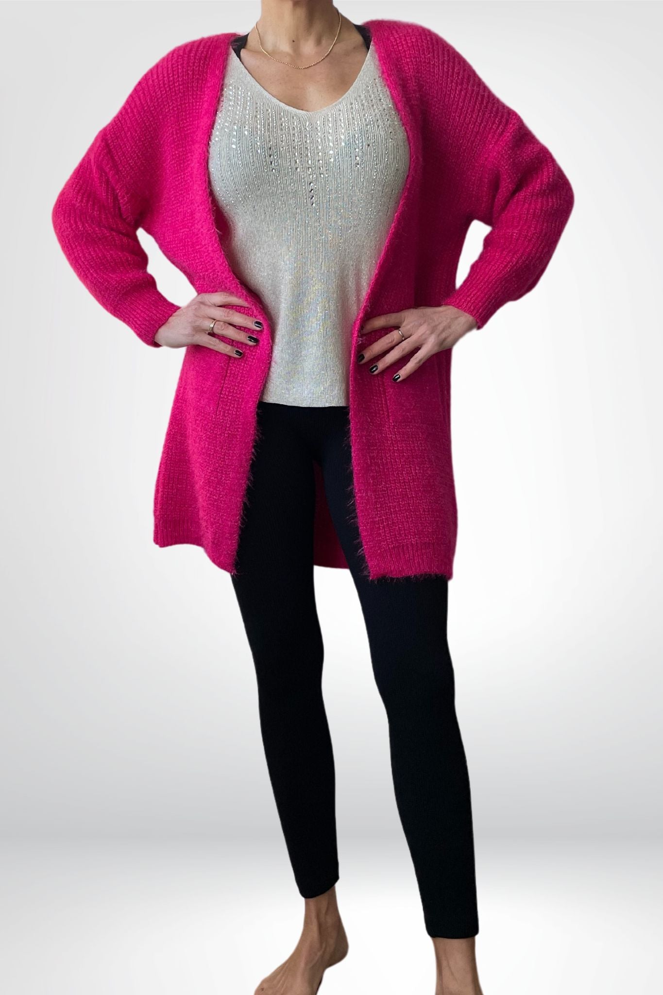 Vest fuchsia op zwarte broek Sourí Fashion