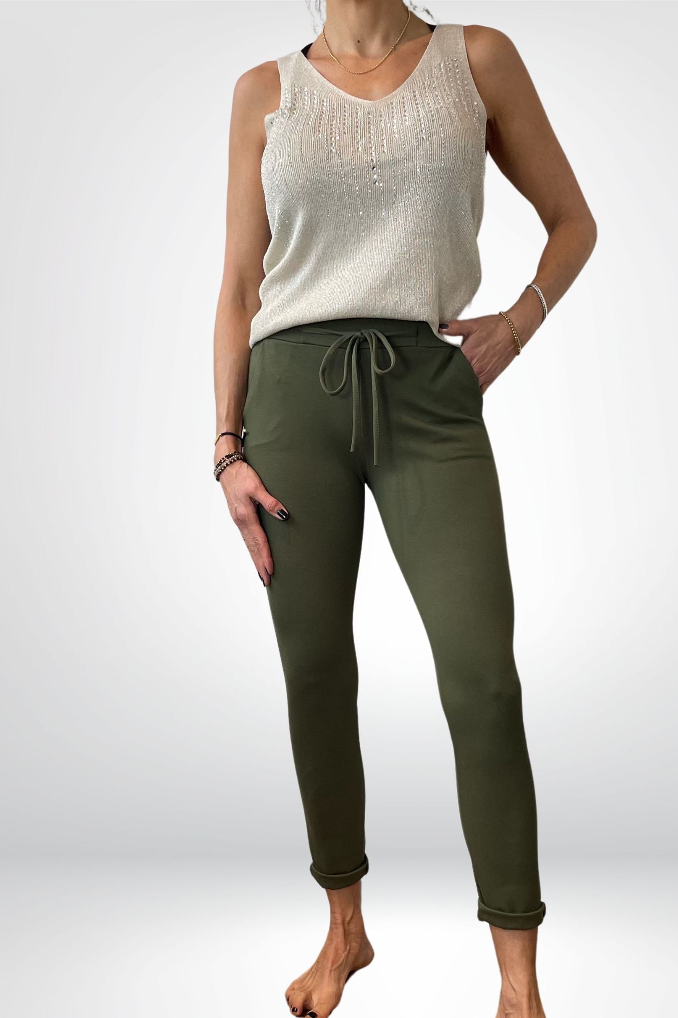 strikbroek groen Sourí Fashion
