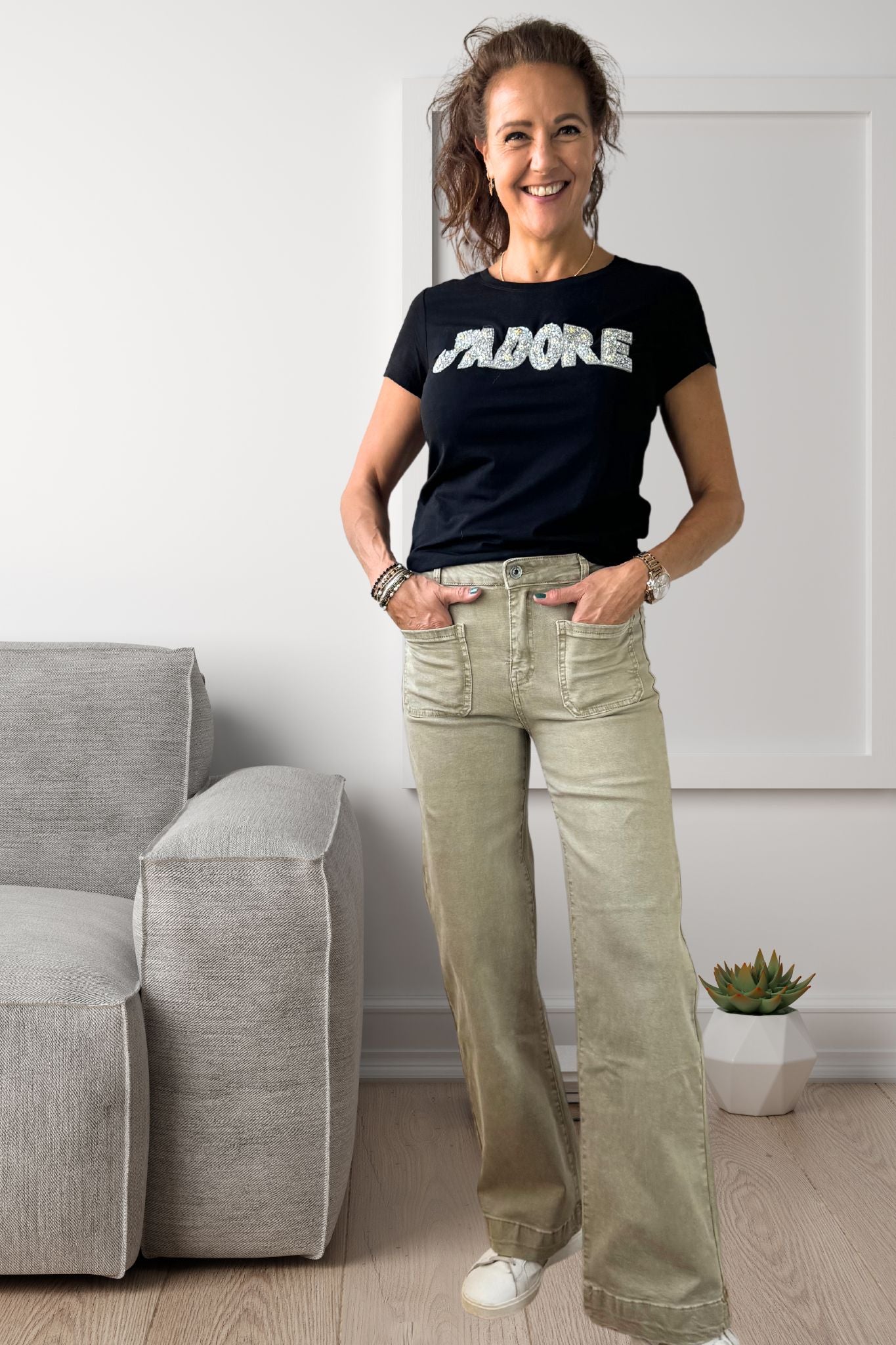 Stoere Sourí pants met flared pijpen