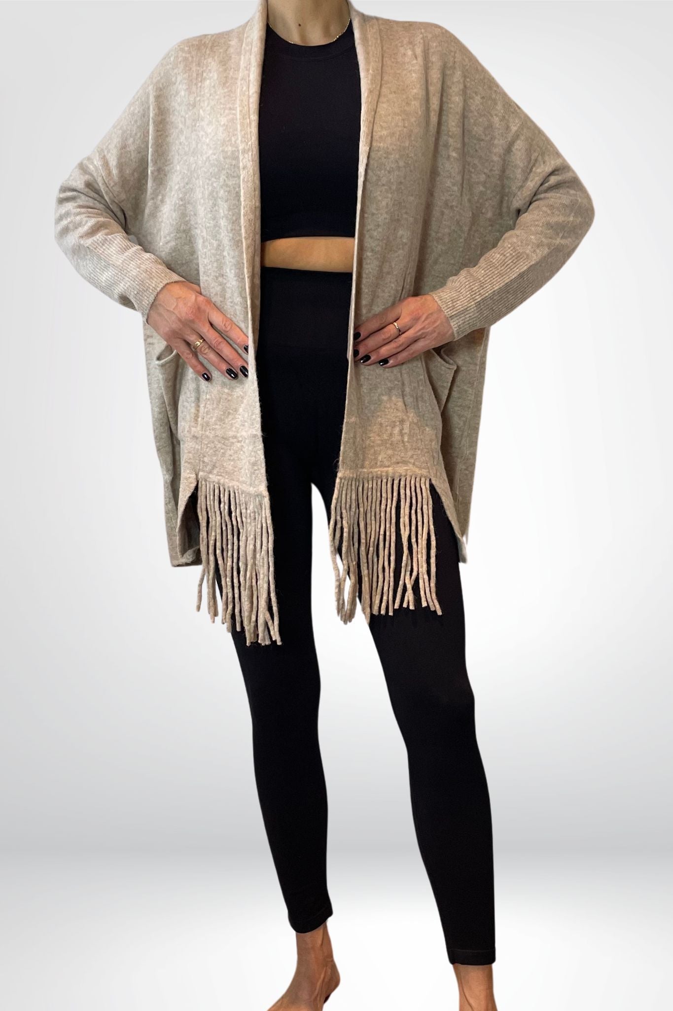 vest bruin met franje Sourí Fashion